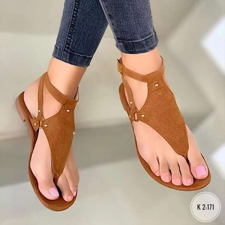 Sandales plates d'été pour femmes, style lanières, décontractées, grandes tailles, légères et confortables._voghion.com