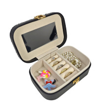 批量定制格子面料PU首饰盒单层珠宝饰品收纳盒简易便携式LG7136