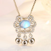 Protective amulet, necklace, small bell, design pendant, chain for key bag , moonstone, longevity lock, Korean style, trend of season, bright catchy style