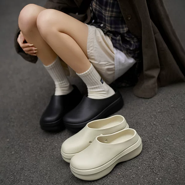 Chef's Shoes Spring and Summer New Style Slip-On Mules with Height-Increasing Thick Soles, Outdoor Waterproof, Home Closed-Toe Sandals for Women