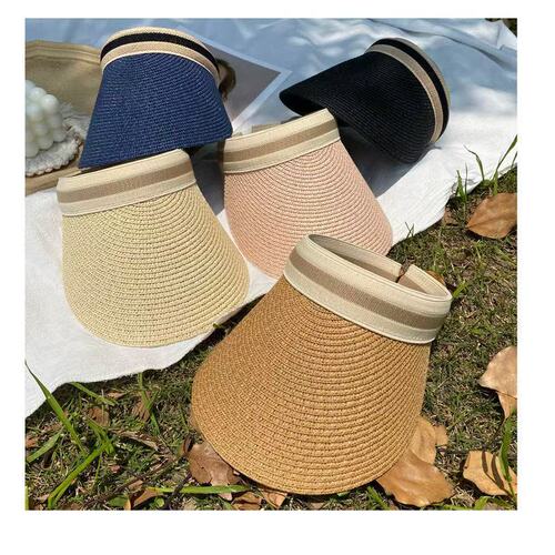 Slim summer sun hat, casual and versatile, face-showing small sun protection hat, women's sun hat, straw headband hat, empty top hat