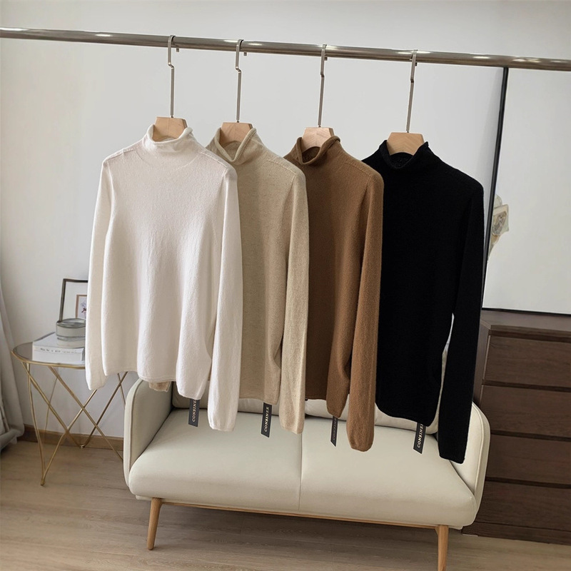 Cashmere Consinee Seamless One-Piece High-Neck Velvet-Feel Inner Base Knitted Sweater Versatile Women's Autumn and Winter 010