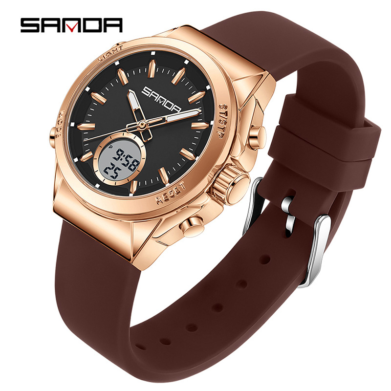 SANDA SANDA reloj electrónico multifuncional doble pantalla reloj deportivo reloj despertador cronógrafo de escuela secundaria relojes de estudiantes masculinos y femeninos