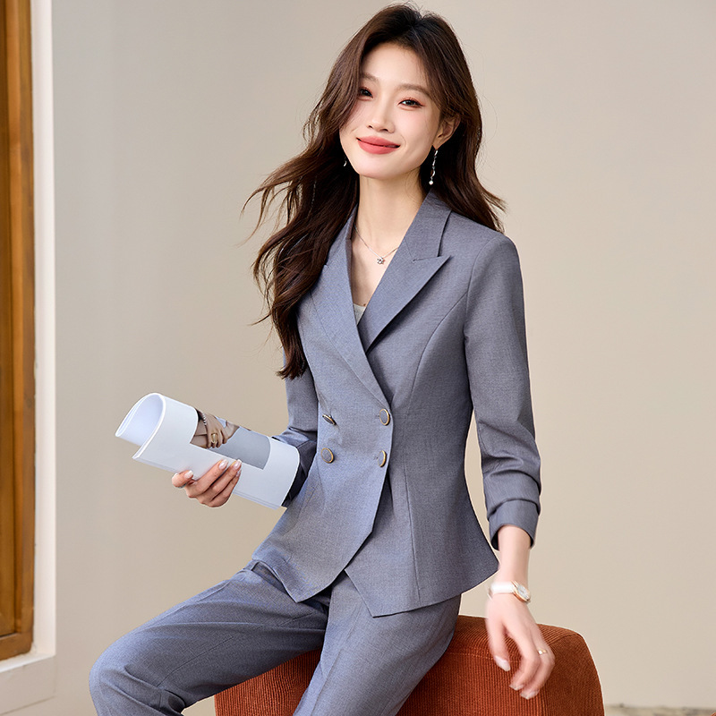 2025 New Jewelry Store Front Desk Spring and Autumn Work Clothes Suit suit Women's Sense Slim Fit Elegant Ruffled Business Wear