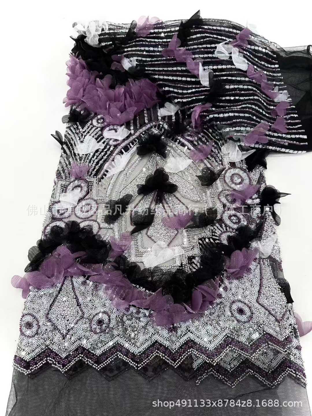 Gaoding Heavy Industry, apliques hechos a mano, tubo de cuentas, tela bordada, vestido de novia de moda transfronteriza, tela para niños