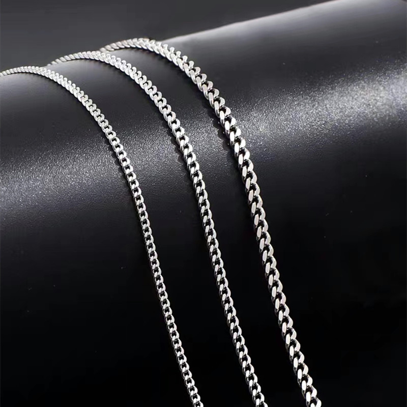 4g Weight Necklace Classification 925 Sterling Silver Cuban Link Chain Plating Geometric Necklace