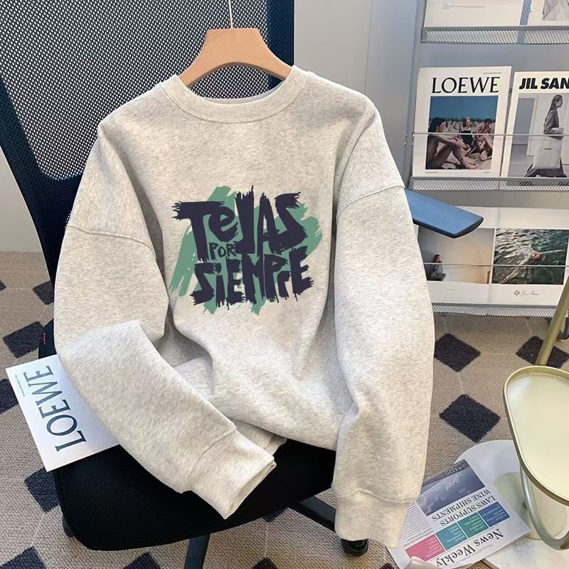 2025 New Men's and Women's Sweatshirts, Thickened with Cotton Print, Casual and Versatile, Autumn and Winter Fleece-Lined, Simple and Stylish Sweatshirts