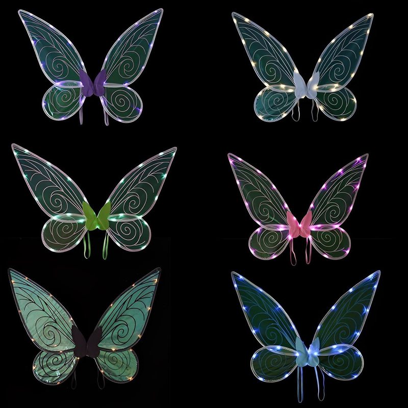 Cross-Border Children's Adult Decorative Lighted Butterfly Wings Halloween Children's Back Decoration Angel Wings Performance Props