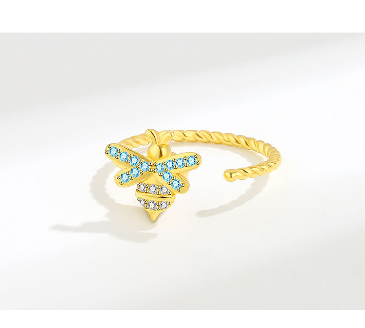 Lady Bee Copper Plating Inlay Zircon Open Ring 1 Piece