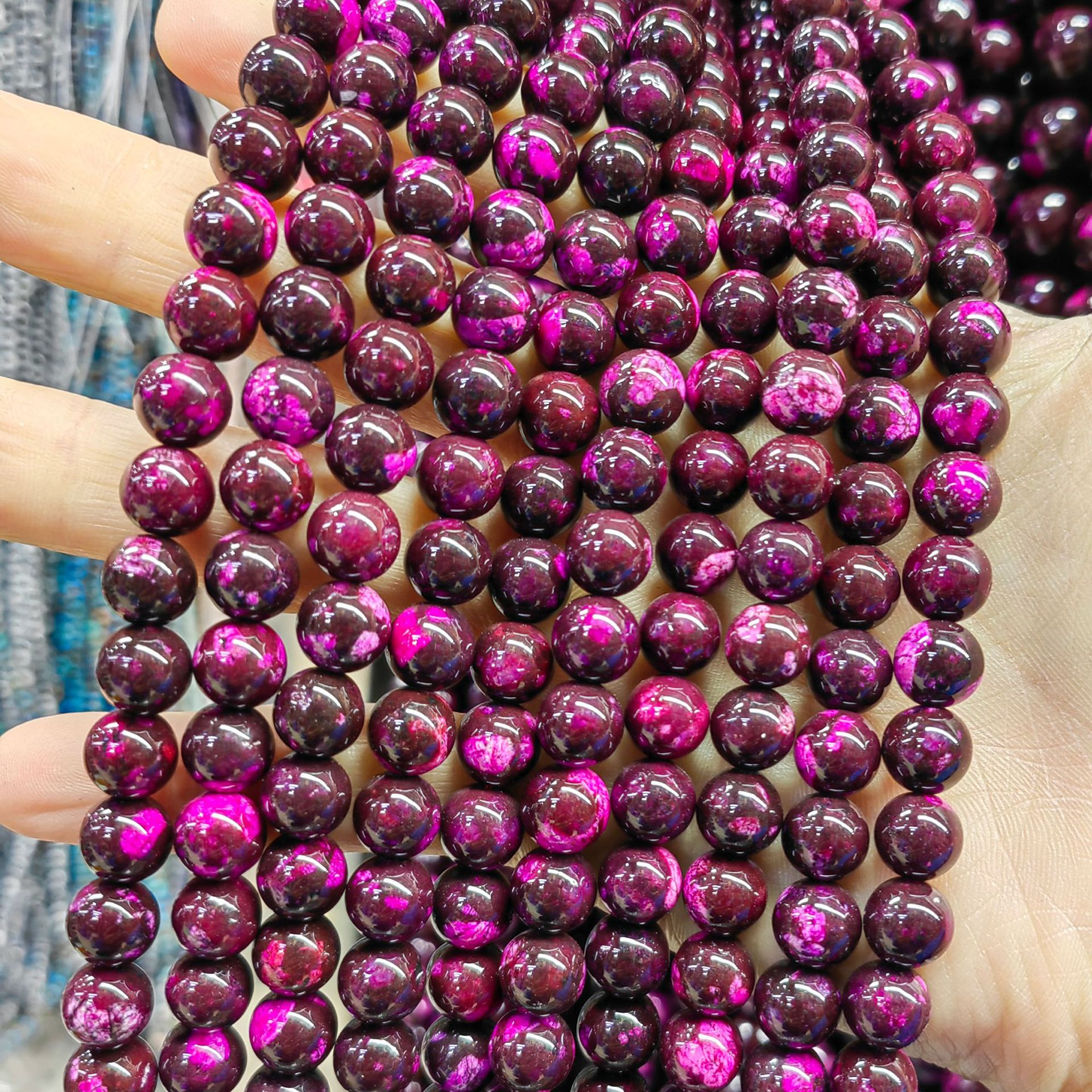 Sansheng piedra dorada bicolor esferas semiacabadas joyas diy accesorios al por mayor