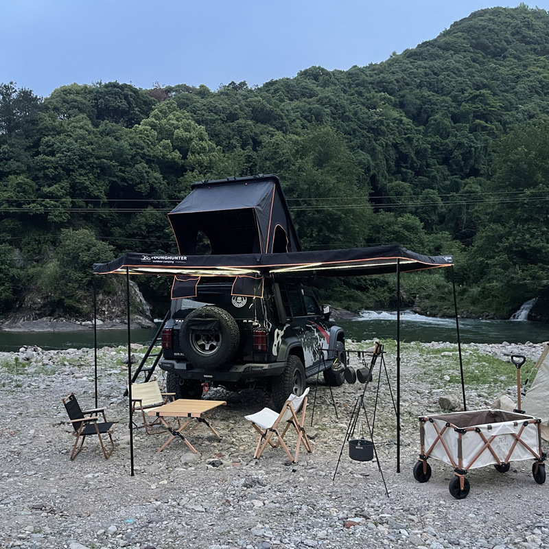 270 grados de ventilador con lámpara exterior carpa lateral a prueba de lluvia techo solar de carro lateral dosel