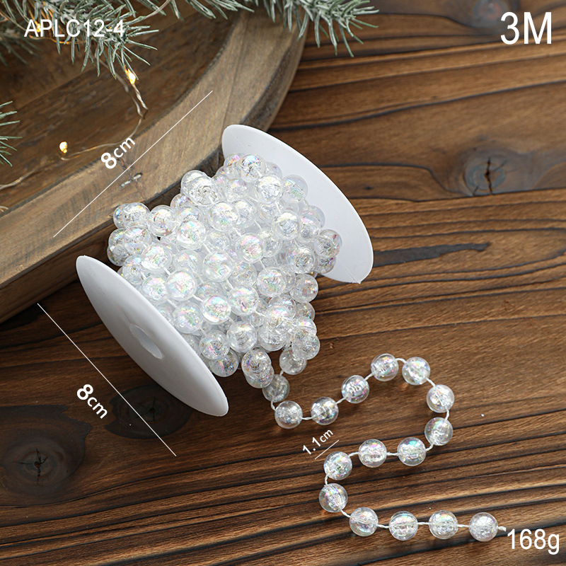 Cadena de cuentas de plástico transparente para decoración navideña, adornos para árbol de Navidad, colgante decorativo, arreglo de escena