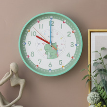 富樂時早教學習可愛動物靜音掛鍾兒童房家用客廳鍾表卡通時鍾掛牆