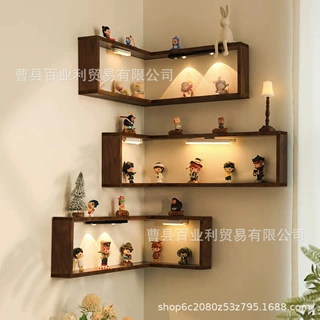 实木墙上置物架客厅装饰置物架物品摆件收纳架创意展示收纳架