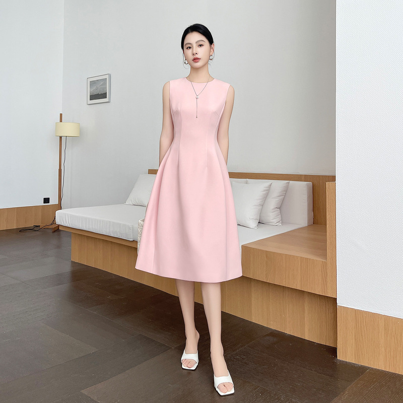 Bafia Pink Dress for Women, Summer French Style, Petite, High-End Dress, Sleeveless, Waist-Cinching, Slimming, Mid-Length Dress Bafia Pink Dress for Women, Summer French Style, Petite, High-End Dress, Sleeveless, Waist-Cinching, Slimming, Mid-Length Dress