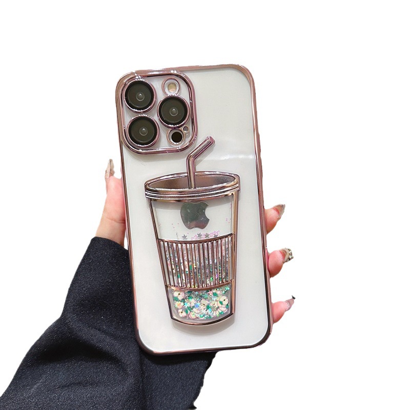 Tazza per sabbie mobili elettrolitica adatta per telefono iPhone 15 ProMax Custodia protettiva glitter creativa Apple 14 13/12_voghion.com