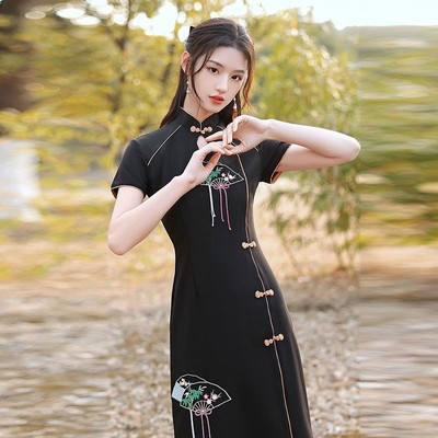 new pattern Improvement fashion black girl cheongsam 2021 daily Young models Chinese style Dress