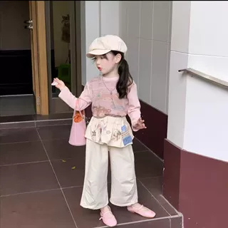 女童超好看长袖t恤2026新款洋气粉色可爱秋装儿童打底衫女孩秋季