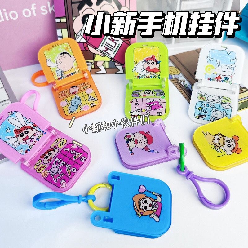 Cartoon high-value crayon small new flip phone acrylic bag pendant ins style new couple girlfriends students