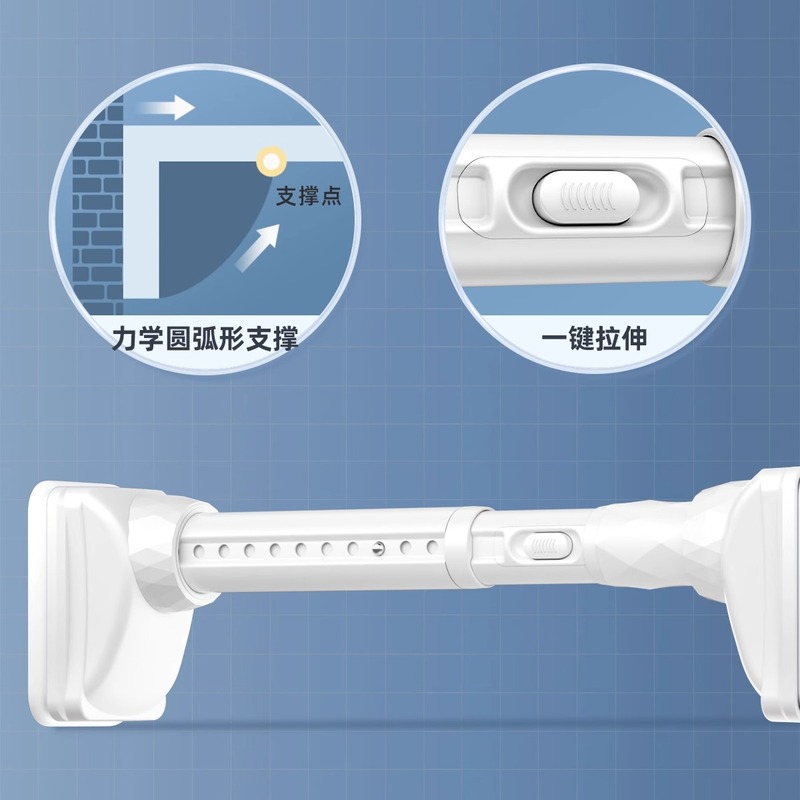一键拉伸免打孔伸缩晾衣杆可调节不锈钢晾衣杆家用衣柜伸缩杆撑杆|undefined