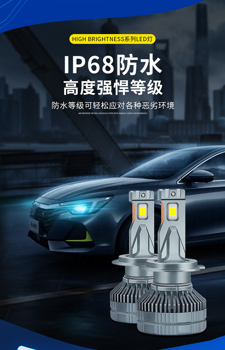 Cross-Border Car Led Headlight 140W High Power Headlight 9005 Far and Low Beam H1 Super Bright H11 Laser H4 Car H7