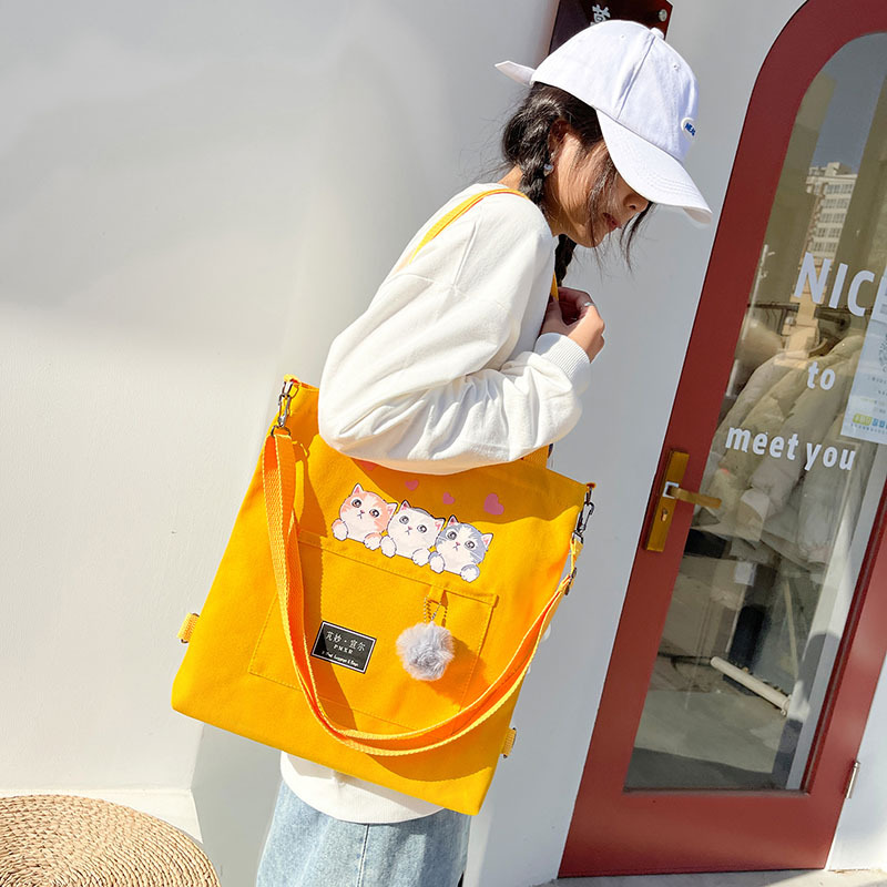 Large-capacity canvas bag 2024 new style fashionable and trendy student class bag, Korean-style simple tutorial bag, one-piece consignment undefined