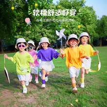 六一儿童啦啦队演出服糖果色纯棉短袖幼儿园舞蹈毕业照班服小学生
