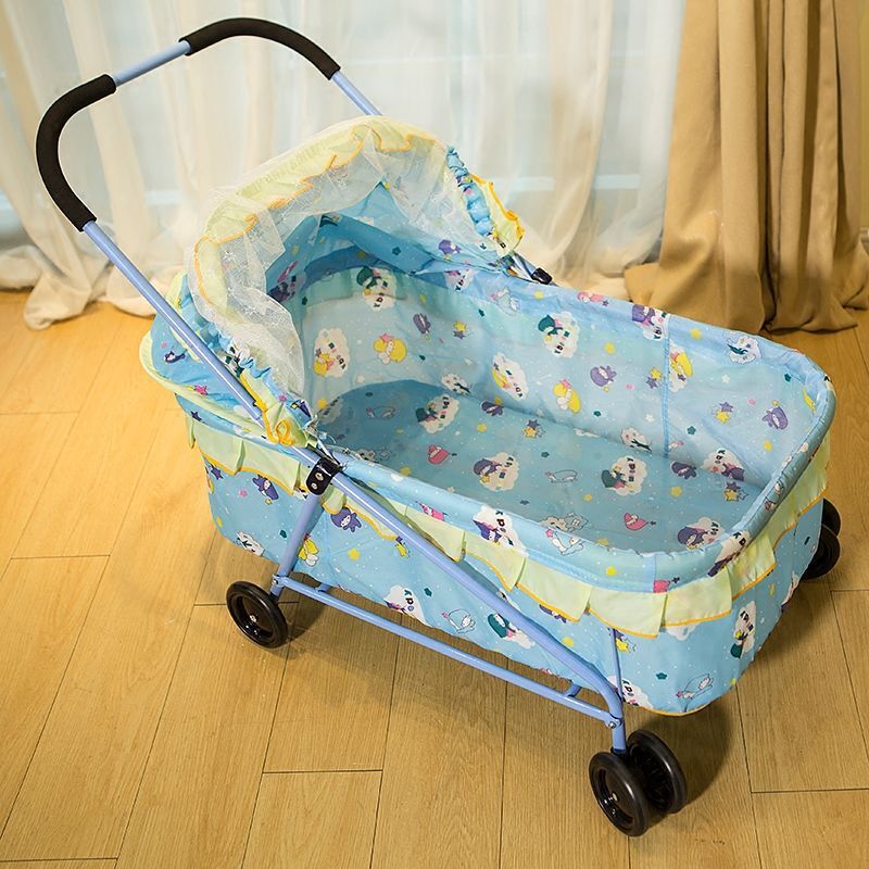 New Baby Crib Iron Small Stroller Bed Baby Sleeping Basket Multifunctional Stroller Portable Bb European Style Simple Small Bed with Mosquito Net