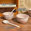 【Spotted Kitten】2 bowls, 2 spoons