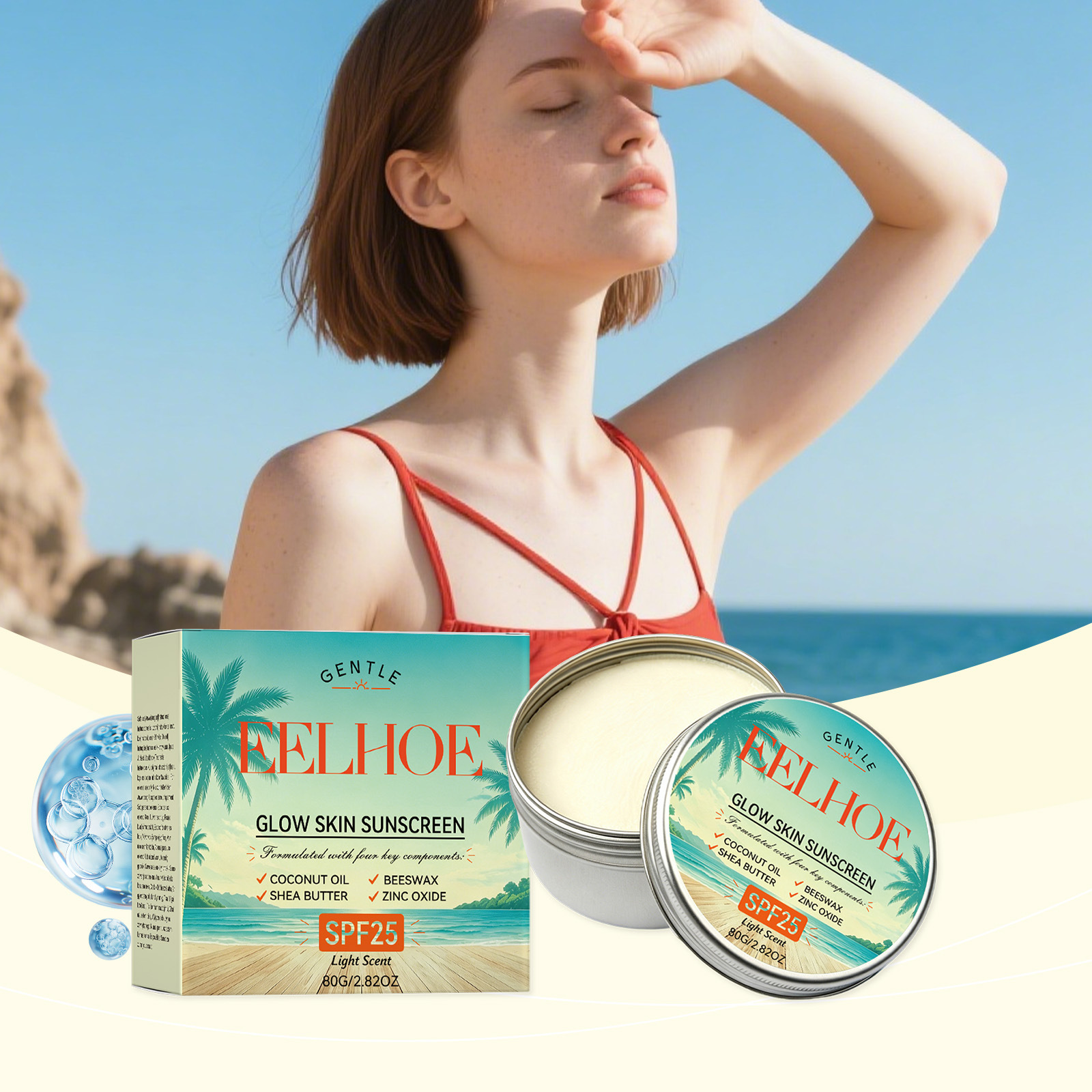 Eelhoe Moisturizing Protective Cream Summer Outdoor Daily Essentials Refreshing, Hydrating, Non-Sticky, Lightweight, Cares for the Skin