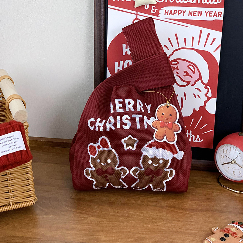 Bolsas de tejido de Navidad al por mayor bolsas de regalo de Nochebuena bolsas de dulces bolsas de regalo de empresa bolsas de mano creativas