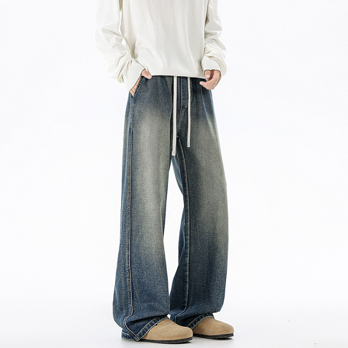 Dambonión| Primavera nuevos pantalones rectos de jeans elásticos para hombres, pantalones casuales de estilo americano para hombres