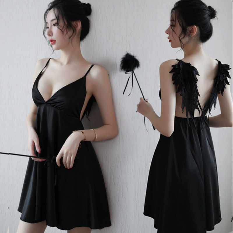 Foreign Trade Women's Elegant Angel Wings Suspender Nightgown Pajamas Uniform Temptation Sexy Lingerie Wholesale Foreign Trade Women's Elegant Angel Wings Suspender Nightgown Pajamas Uniform Temptation Sexy Lingerie Wholesale
