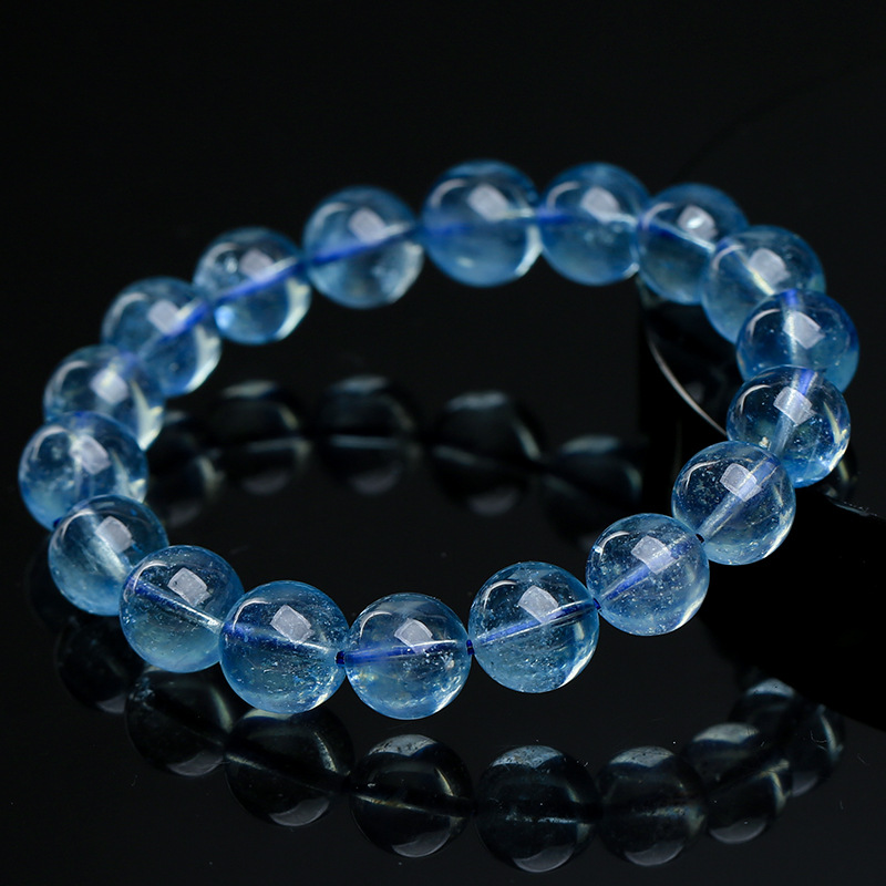 ホンチュクリスタル 天然アクアマリンブレスレット ラウンドビーズ DIY手作りジュエリーアクセサリー ルースビーズ 半完成品 卸売