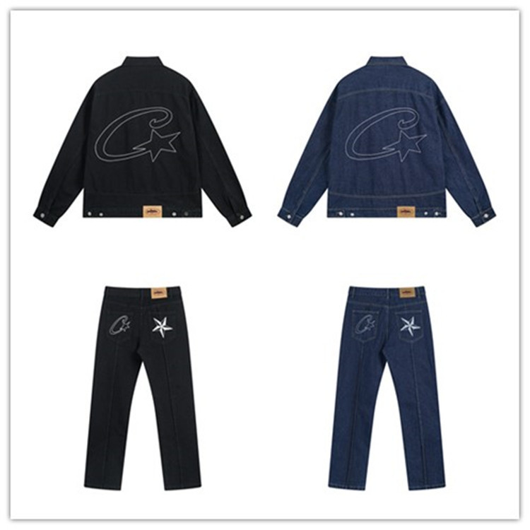 Foreign Trade American Fashion Alcatraz Casual Suit High Street Men and Women Couple Trendy Denim Jacket Jacket Casual Jeans