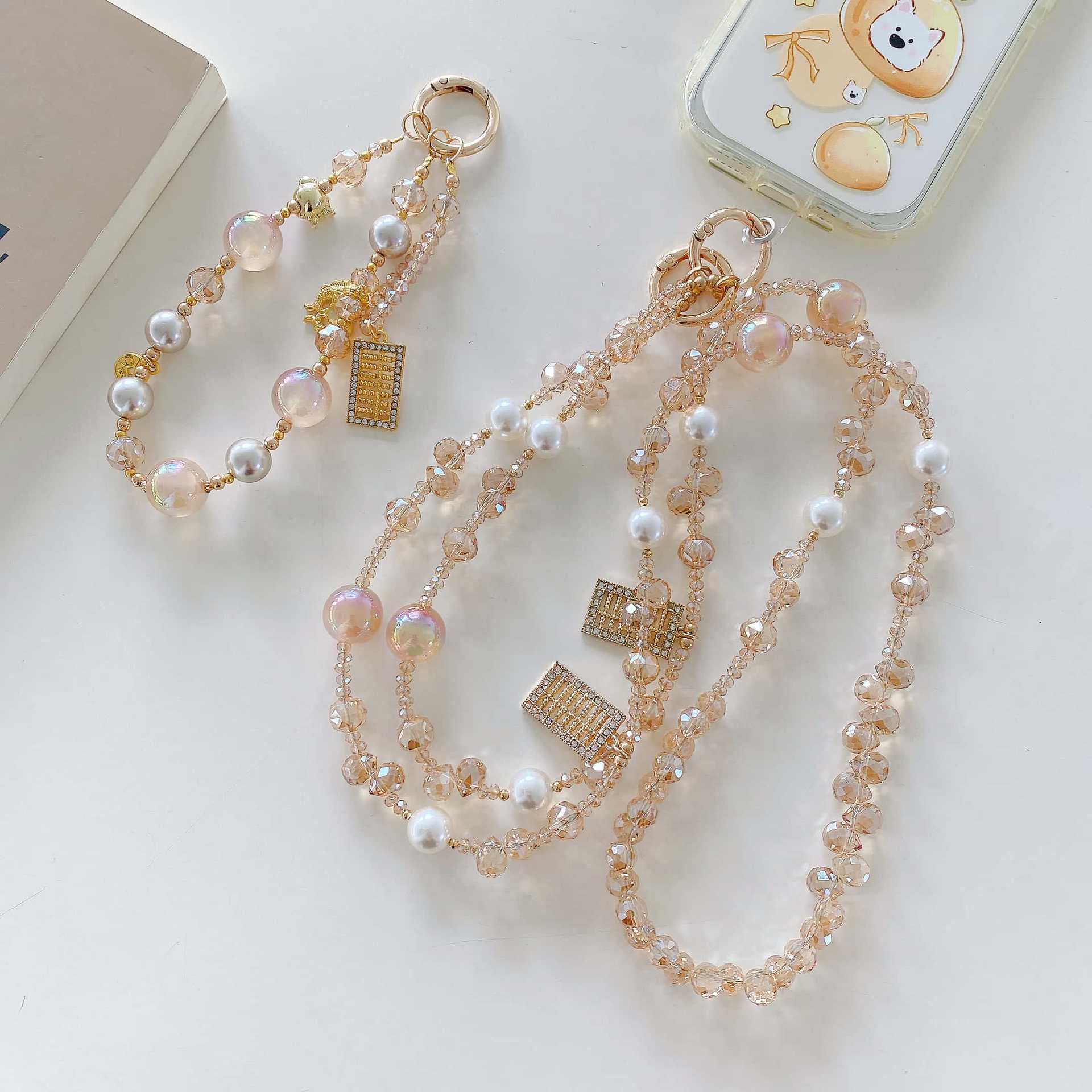 Boutique hecho a mano de alta gama cadena de teléfono móvil serie ábaco cadena larga y corta cordón de teléfono móvil de moda colgante de mensajero largo y corto