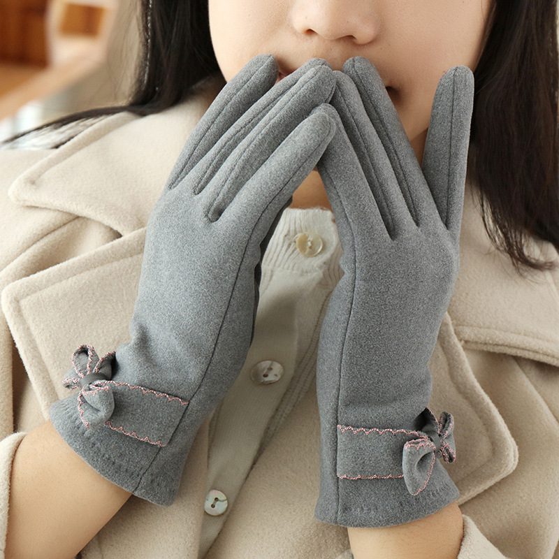 秋冬の徳絨毛手袋の蝶結びの純色を卸売りします。|undefined