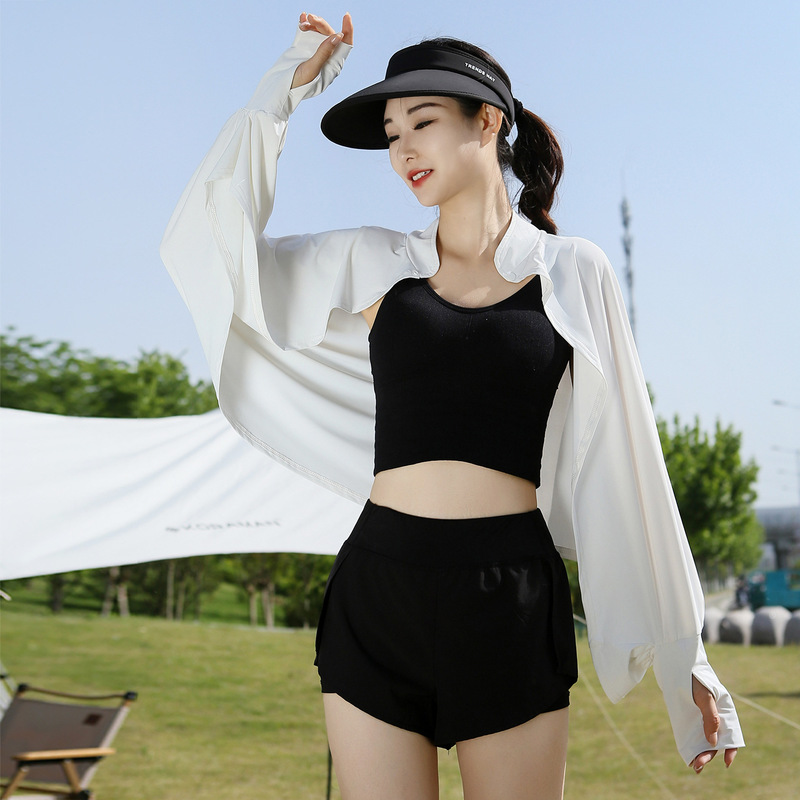 Sunscreen Shawl Women's Summer Bike Driving UV Protection Blouse Cloak Breathable Loose Long Sleeve Ice Silk Thin Coat