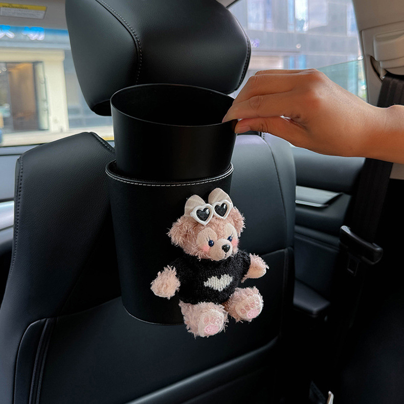 Shirley Mei Car Tissue Box and Trash Can Two-In-One Car Hanging Tissue Box Front and Rear Seat Back Storage Bucket