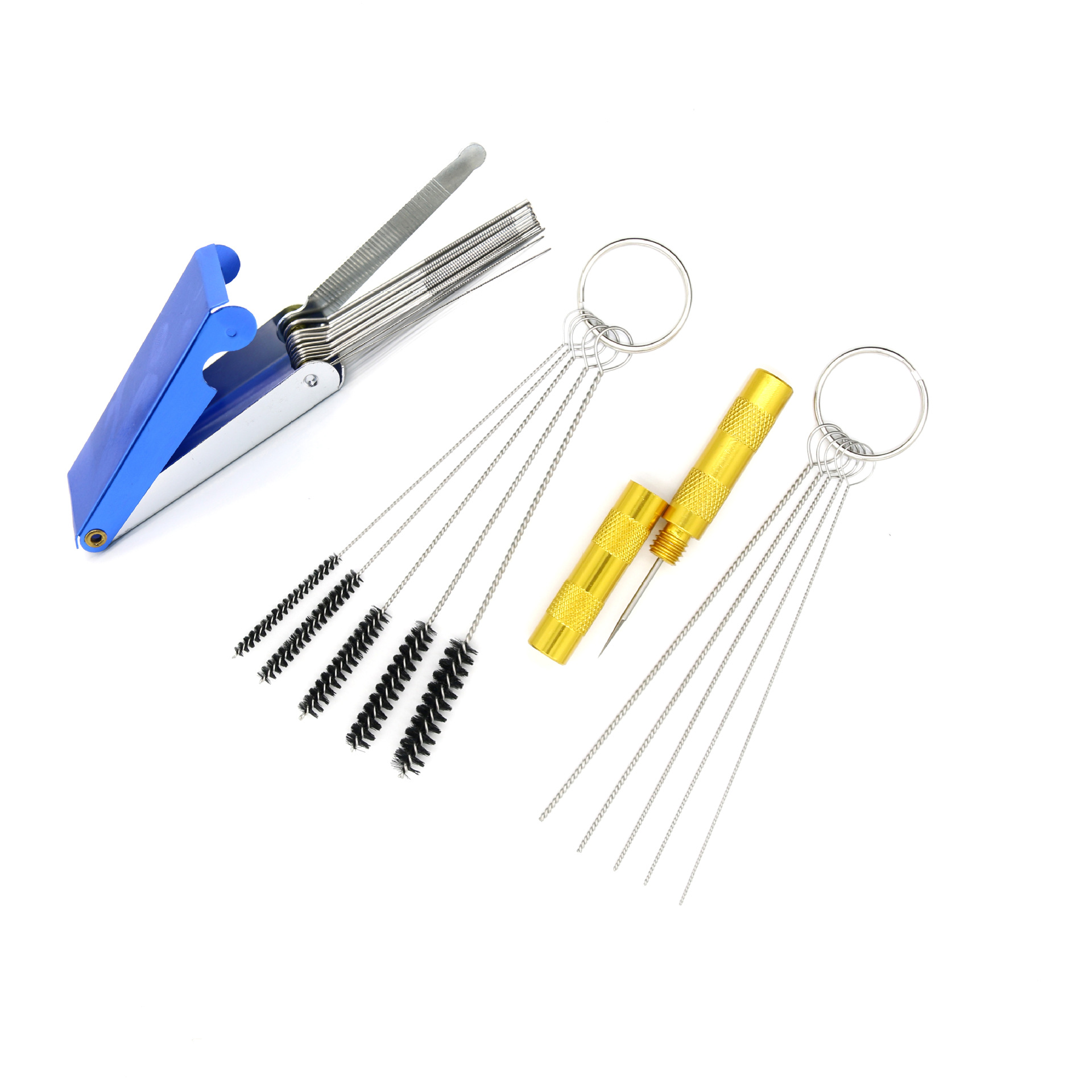 Cepillo de limpieza del carburador, pistola de pulverización, cepillo de limpieza de la pluma, raspador de caja de aluminio de aguja de acero inoxidable