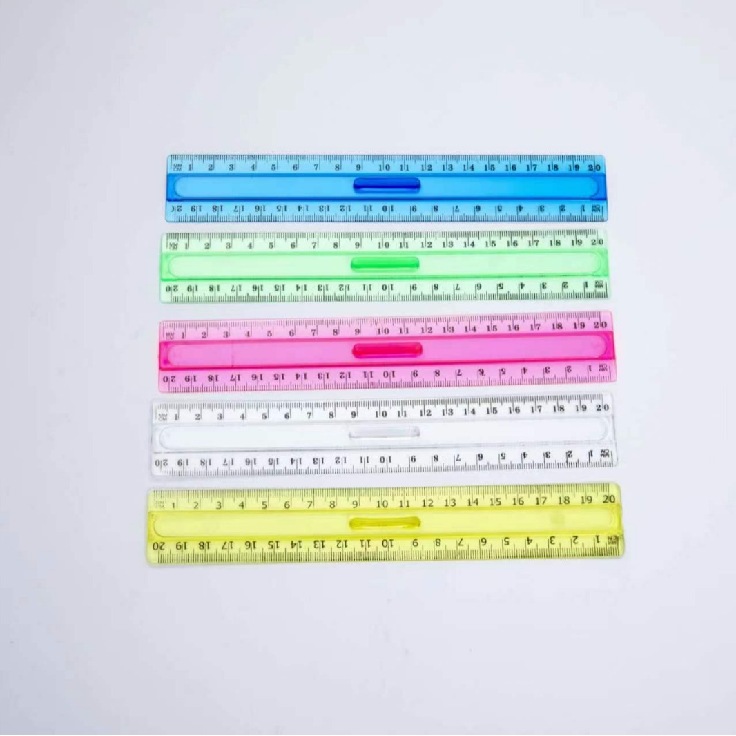 20CM手抓手柄手握尺 带放大镜手柄直尺厂家直销跨境电商出口非洲