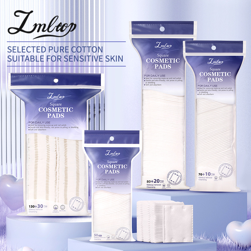 LMLTOP algodón sándwich 160 piezas de algodón de maquillaje de doble cara grueso borde de prensa de la cara húmedo algodón de limpieza de maquillaje exclusivo a través de la frontera