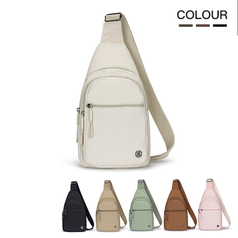 Bolso de pecho para mujer de nuevo estilo de comercio exterior Bolso de hombro de nailon de todo fósforo de moda de viaje al aire libre Bolso de mensajero casual simple de color sólido