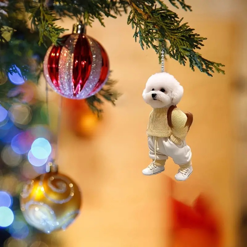 Cross-border nuevo creativo 2D lindos perros de peluche cachorro hombre mochila colgante acrílico colgante de automóvil