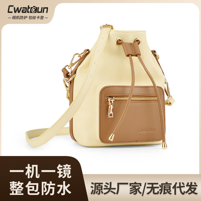 Cwatcun Hong Kong Bundle Micro Single Camera Bag Bucket Shoulder SLR Portable Crossbody Camera Bag