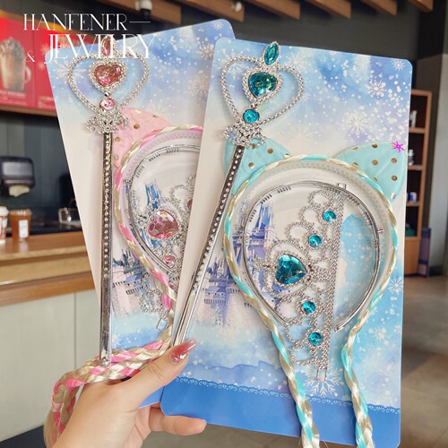 Children's hair accessories braided crown three-piece set Frozen Elsa Princess children's hairband