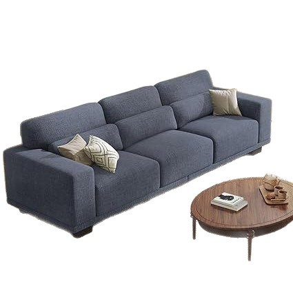 Sofá moderno de 3 asientos sofá acolchado de asiento profundo correa de sofá desmontable cubierta lavable sala de estar amplio reposabrazos tela de lino simple