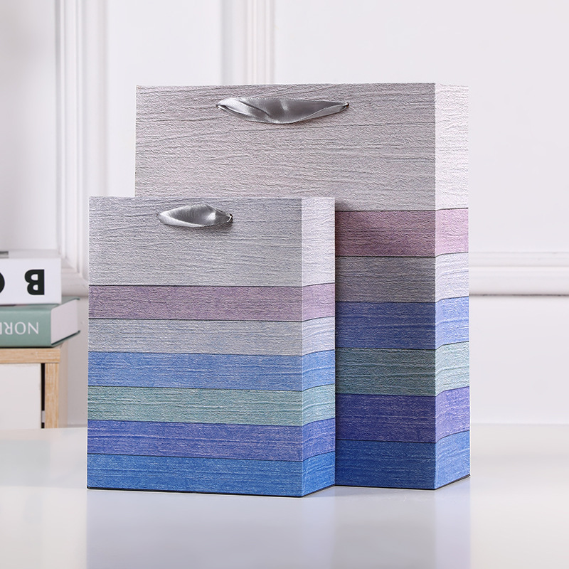 新款英伦风纸袋 简约条纹多色可选牛皮纸包装袋 送礼物手提纸袋