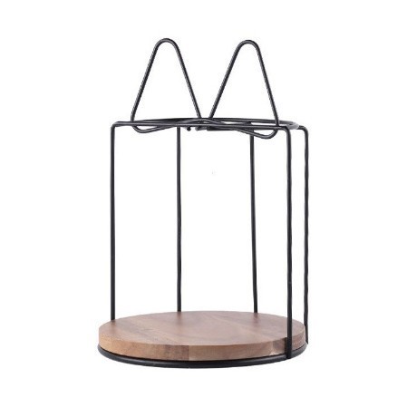 Decoración de postre boda cumpleaños accesorios de decoración mango de cobre Acacia bandeja de madera pastel platos de bocadillos estante de exhibición