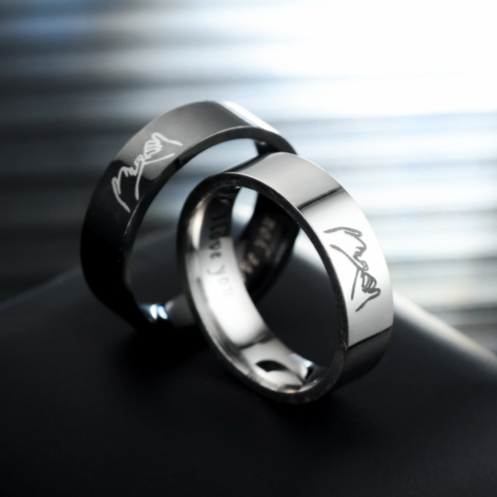 En Gros Nouveau Lettrage Main Dans La Main Modèle En Acier Inoxydable Couple Anneau Nihaojewelry display picture 1